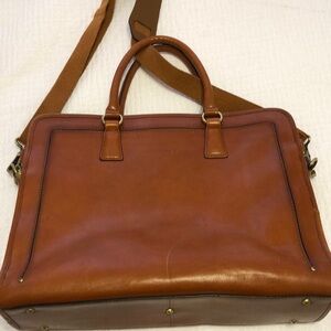 Banuce genuine full grain Italian leather women’s briefcase w/ adjustable strap.
